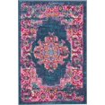 thumbnail image 1 of homeroots home decor 385251 2’ x 3’ Blue and Pink Medallion Scatter Rug, 1 of 1