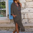 thumbnail image 1 of Ersazi Robes Mignonnes pour Femmes en Liquidation Mode pour Femmes Uni Manches Longues Poches Col Rabattu Robes Brun TTG, 1 of 7