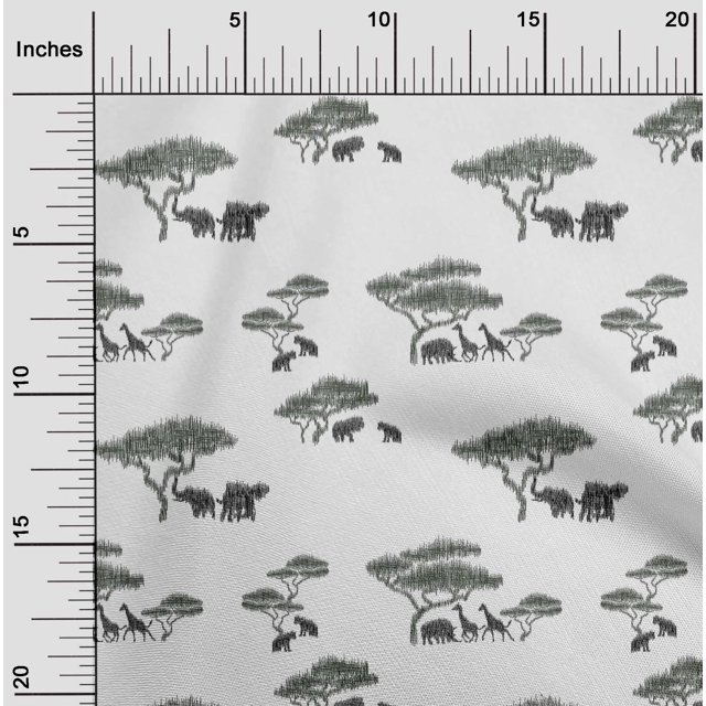 oneOone Viscose Chiffon Fabric Tree & Animals Ikat Fabric Prints By Yard 42 Inch Wide
