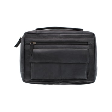 CTM® Leather Bible Cover Case with Zippered Pockets and Handle