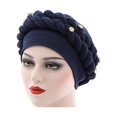 thumbnail image 1 of Fashion Women Beading Braid Hat Muslim Ruffle Cancer Wrap Cap Sleep Caps Satin Lined Hair Bonnets, 1 of 2