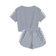 thumbnail image 4 of Économies d'Été! HVOBTTY Ensemble Décontracté 2 Pcs à Manches Courtes pour Filles, Ensemble de Mode Décontracté à Manches Courtes pour Garçons et Filles avec Col Rond, Boutons et Short Imprimé Gris, 5 Ans, 4 of 4