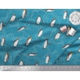 thumbnail image 2 of Soimoi Green Poly Georgette Fabric Penguin Ocean Decor Fabric Printed Yard 52 Inch Wide, 2 of 3