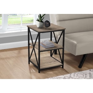 Monarch Specialties Accent Table, Side, End, Nightstand, Lamp, Living Room, Bedroom, Brown Laminate, Black Metal, Contemporary, Modern