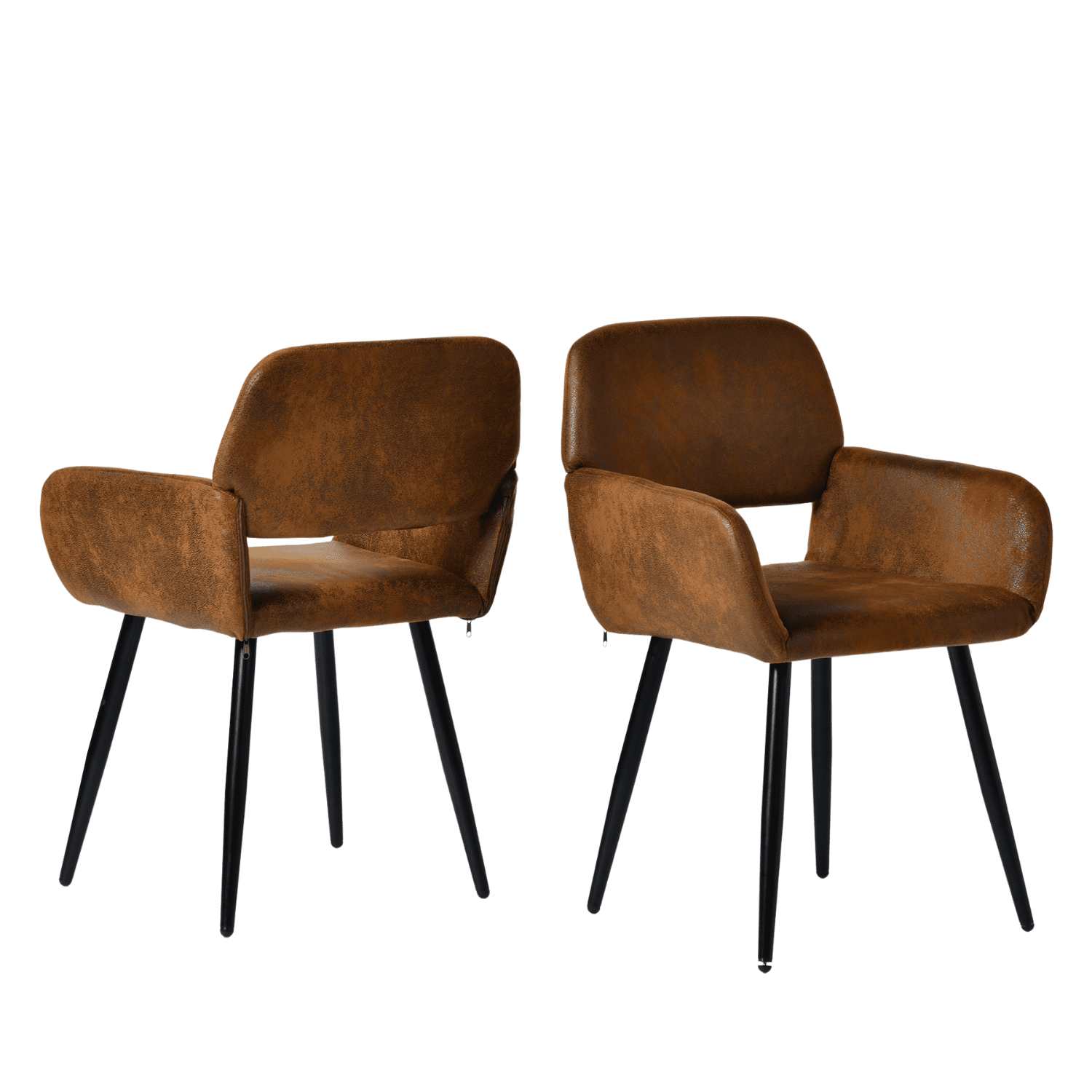 Homy Casa lot de 2 fauteuils d’appoint bruns 31,9 po, chaises en cuir PU avec pieds en métal pour salle à manger, chambre, bureau