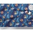 thumbnail image 2 of Soimoi Blue Heavy Canvas Fabric Moon & Planet Galaxy Print Fabric by Yard 58 Inch Wide, 2 of 3