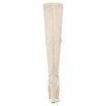 thumbnail image 4 of Unique Bargains Bottes Cuissardes à Plateforme à Talon Bloc pour Femme Beige US 9, 4 of 7