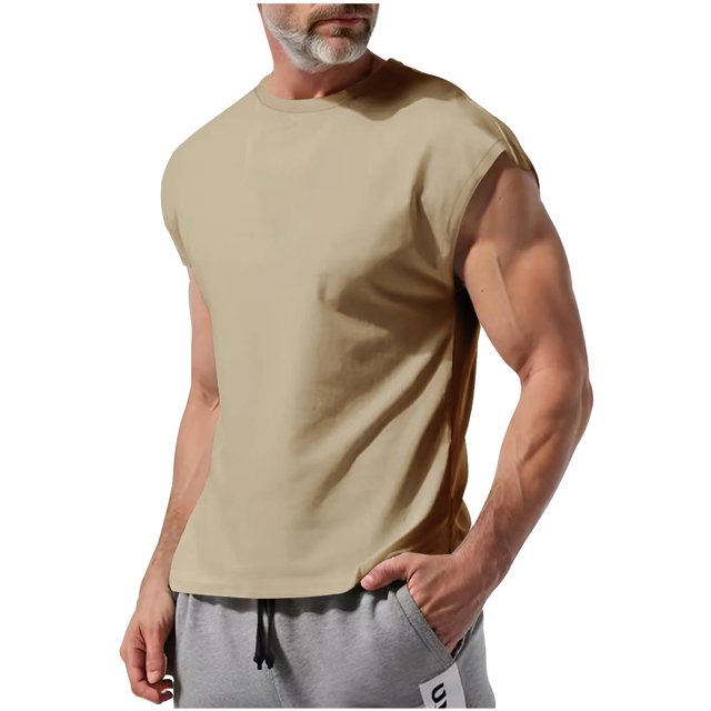 Timegard Mens Tank Top Cap Sleeve Crewneck Solid Color Shirts Summer Casual Lightweight Basic Tee