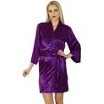 thumbnail image 2 of Bimba Robe Courte en Satin pour Femme pour la Préparation, Kimono de Demoiselle d'Honneur, Cache-Maillot à Manches, 2 of 6