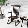 thumbnail image 4 of Costway Solid Wood Rocking Chair Porch Rocker Indoor Outdoor Seat Glossy Finish Coffee, 4 of 7