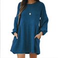 thumbnail image 1 of MesaSe Jupe Côtelée Tricotée pour Femmes Manches Lanterne Col Rond Robe Courte Chandail Jupe avec Poches Automne Hiver Jupe Inférieure, 1 of 5