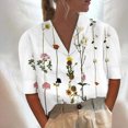 thumbnail image 5 of Birdeem Women Mid-Sleeve Casual V-Neck Solid Color Loose Button Shirt Blouse Tops, 5 of 5