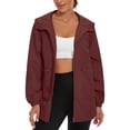 thumbnail image 2 of Sentmoon Waterproof Jacket Oversized Hooded Neck Long Sleeve Womens Coat Zipper Solid Color Windproof Womens Clothing Fall and Winter Delightful for Sports, 2 of 8