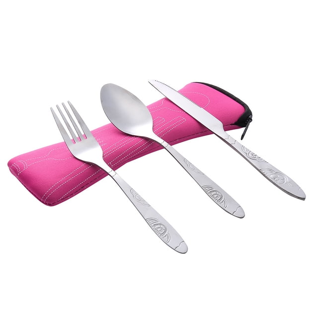 Fridja 3Pcs Stainless Steel Fork Spoon Tableware Travel Camping Cutlery Dinnerware PK