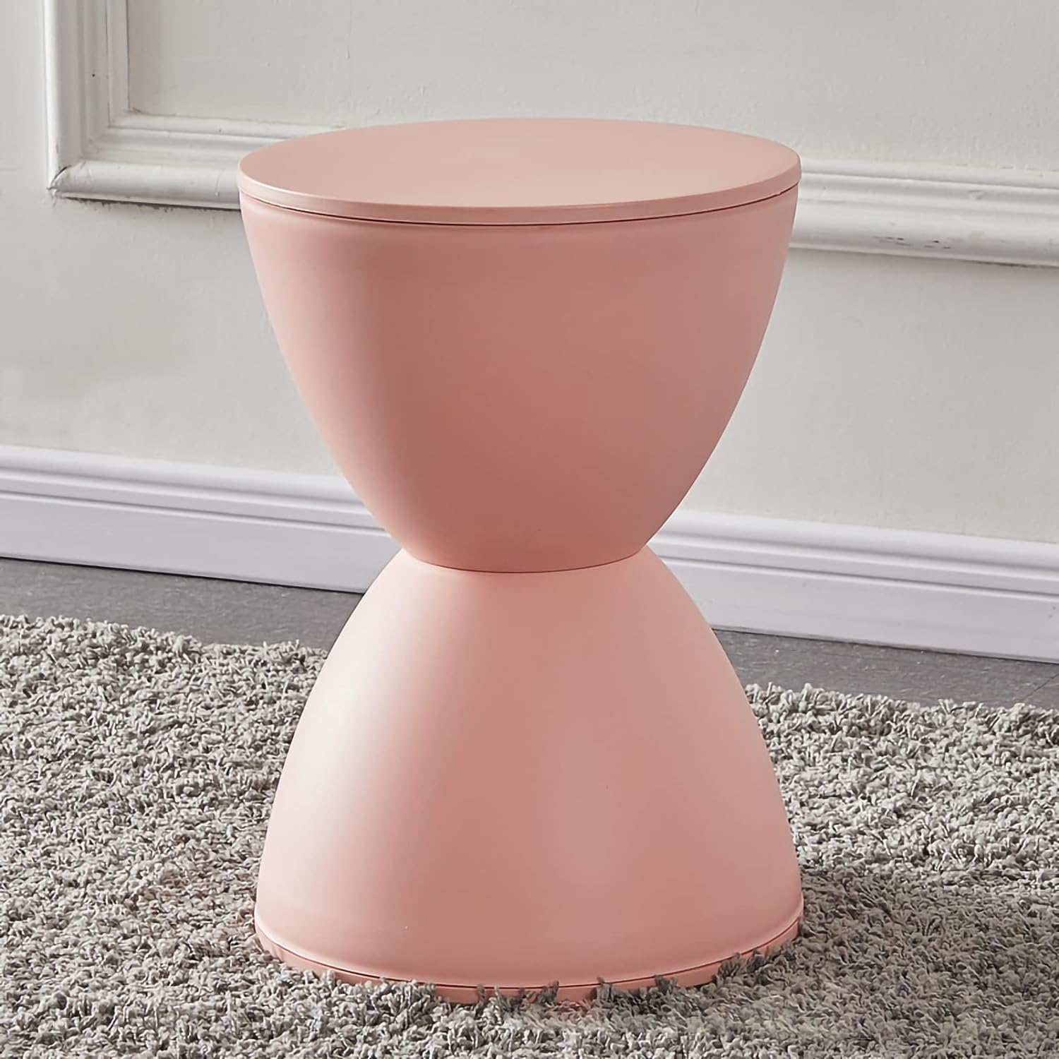 ORUYROP Footstool, Thickened Plastic Shoe Changing Stool, Round Footstool, Living Room Footstool, Low Coffee Table Footstool Living Room Bedroom Shoe Changing Stool Modern Home(Pink)