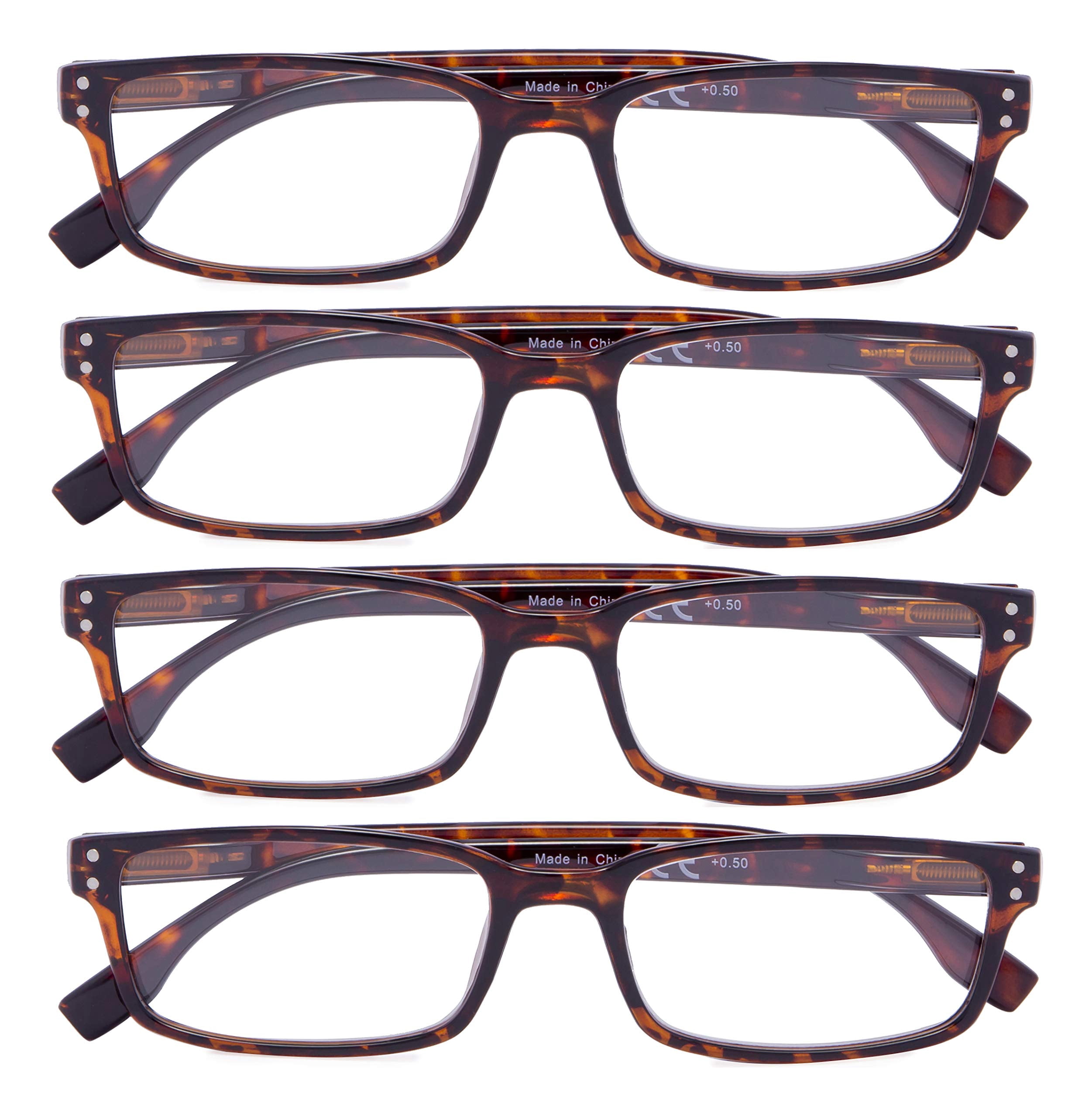 4 Pack Vintage Reading Glasses Men Comfort Readers Women Reading Eyeglasses(DEMI,+1.25)