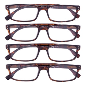 4 Pack Vintage Reading Glasses Men Comfort Readers Women Reading Eyeglasses(DEMI,+1.25)