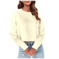 thumbnail image 1 of SNKSDGM Hauts à Manches Longues pour Femmes 2026 Hauts d'Entraînement à Manches Longues pour Femmes Grande Taille Mode Femmes Décontracté Uni Col Rond T-Shirt Court à Manches Longues Haut m, 1 of 5