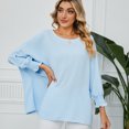 thumbnail image 2 of Birdeem Mode Hauts pour Femmes Uni Manches Longues Col Rond Blouse Chemise T-Shirt Hauts, 2 of 8