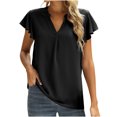thumbnail image 3 of CEHVOM Blouse Décontractée à Manches Courtes Col en V Unie Tunique T-shirt pour Femmes, 3 of 9