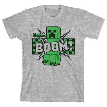 Minecraft T-Shirt Graphique Gris à Manches Courtes pour Garçons Adolescents, Jeu Vidéo - m