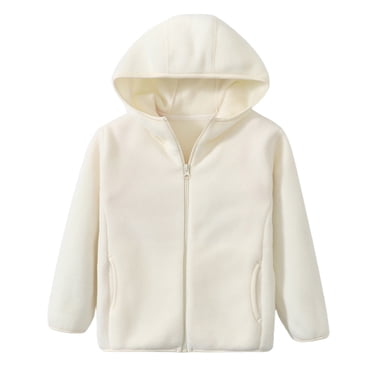 PMVFHDE Girls Light Jacket Winter Coat For Girl Boys Puffer Top Fleece Warm Soft Touch Jacket Unisex Full Zip Outdoor,Beige,5-6 Years