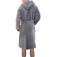 thumbnail image 2 of Innerwin Bath Robes Hoodie Men's Wrap Robe Winter Long Sleeve Soft Dressing Gown Gray 4XL, 2 of 3