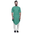 thumbnail image 3 of Atasi Kurta Long Asymétrique en Coton à Col Mandarin pour Garçons, Tenue Décontractée, 3 of 5