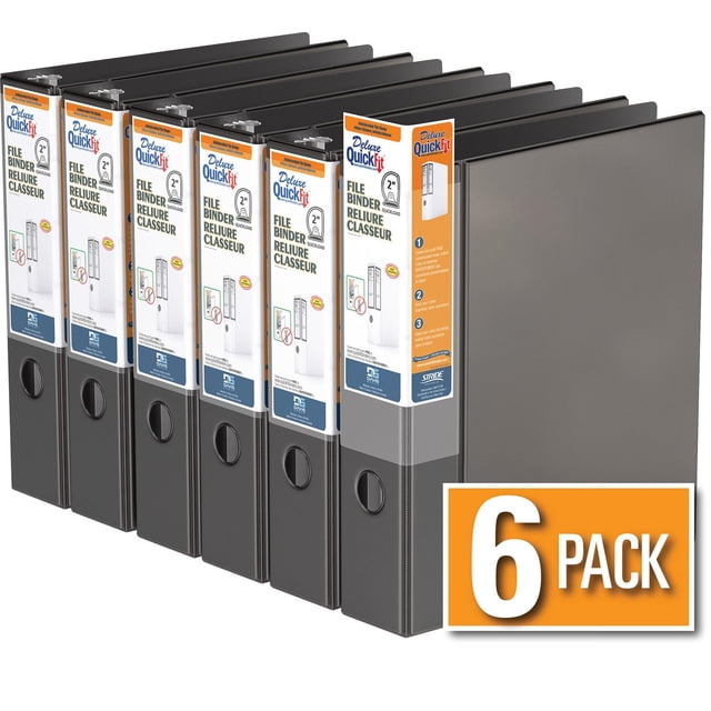 Reliure QuickFit robuste, 2 po, anneaux en D, paquet de 6