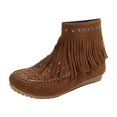 thumbnail image 2 of LSLJS Bottes à Franges à Semelle Plate Décontractées pour Femmes pour l'Extérieur, Chaussures Plates pour Dames, Bottines et Bottillons pour Femmes, Cadeau pour Femmes, 2 of 8
