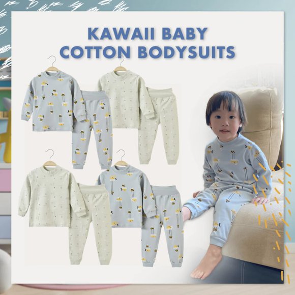 KaWaii Baby Cotton Bodysuits and Sleepers, High Quality Combed Cotton Kids Clothes, Pack of 4