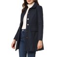 thumbnail image 4 of INSPIRE CHIC Women's Peter Pan Collar Single Breasted Mid Length Overcoat Dark Blue M, 4 of 5