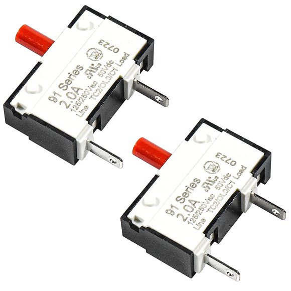 HQRP 2-Pack Push-to-Reset Thermal Circuit Breaker 91-Series Compatible with Dyson 914592-01 DY-91459201 DC25 Upright Vacuum Cleaner 125VAC 250VAC 50VDC 2A