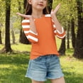 thumbnail image 4 of SERTG T-Shirt Mode Enfant Col Rond Manches 3/4 Imprimé Col Rond pour Été et Printemps 4-15 Ans (Orange4,11 Ans), 4 of 7