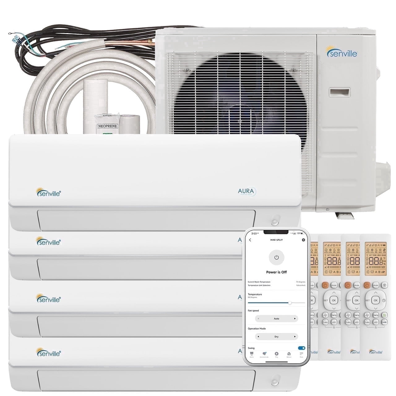 Senville 36000 BTU Quad Zone Mini Split Air Conditioner & Heat Pump