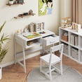 thumbnail image 2 of Costway Kids Desk and Chair Set with Storage Drawer and Hutch, Student Writing Desk Set White, 2 of 10