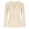thumbnail image 4 of Timegard Chandails pour Femmes pour Sortir Col en V Croisé Manches Longues Coupe Ajustée Tricot Chandail Automne, 4 of 8