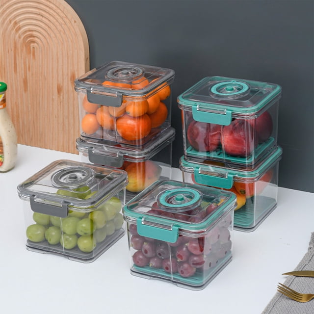 pstuiky Vacuum Sealed Food Storage Container 1-Piece Set with Timer Lock & Hand Pump for Freshness, Freezing, & Microwaves