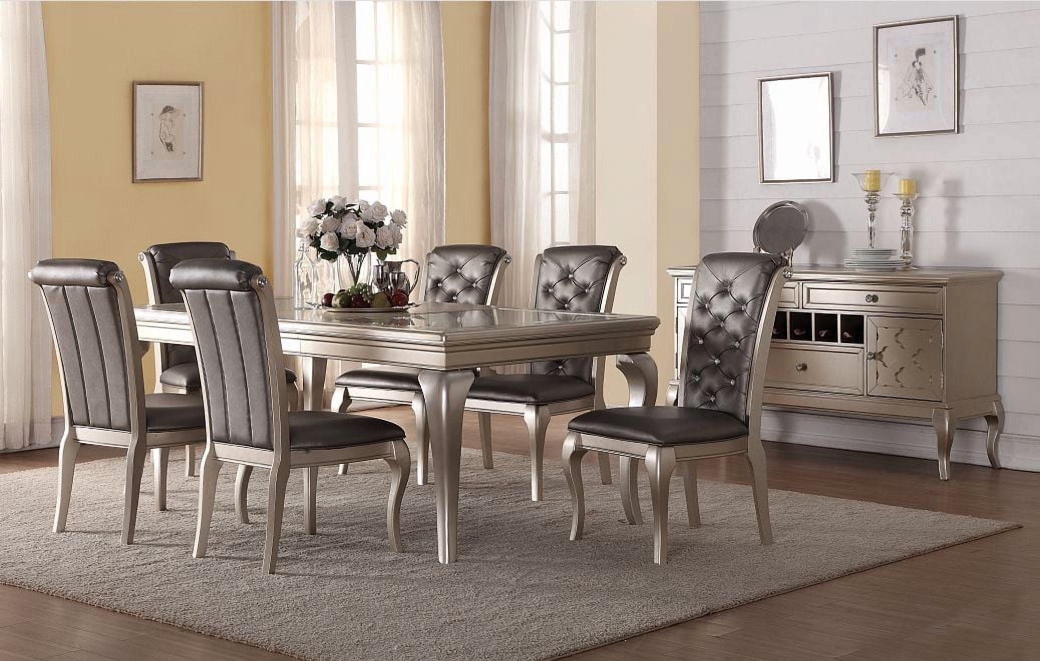 K-Living Elsa Silver Grey Finish Dining Table With Glass