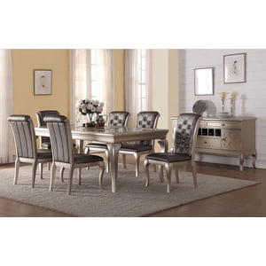 K-Living Elsa Silver Grey Finish Table à manger avec verre