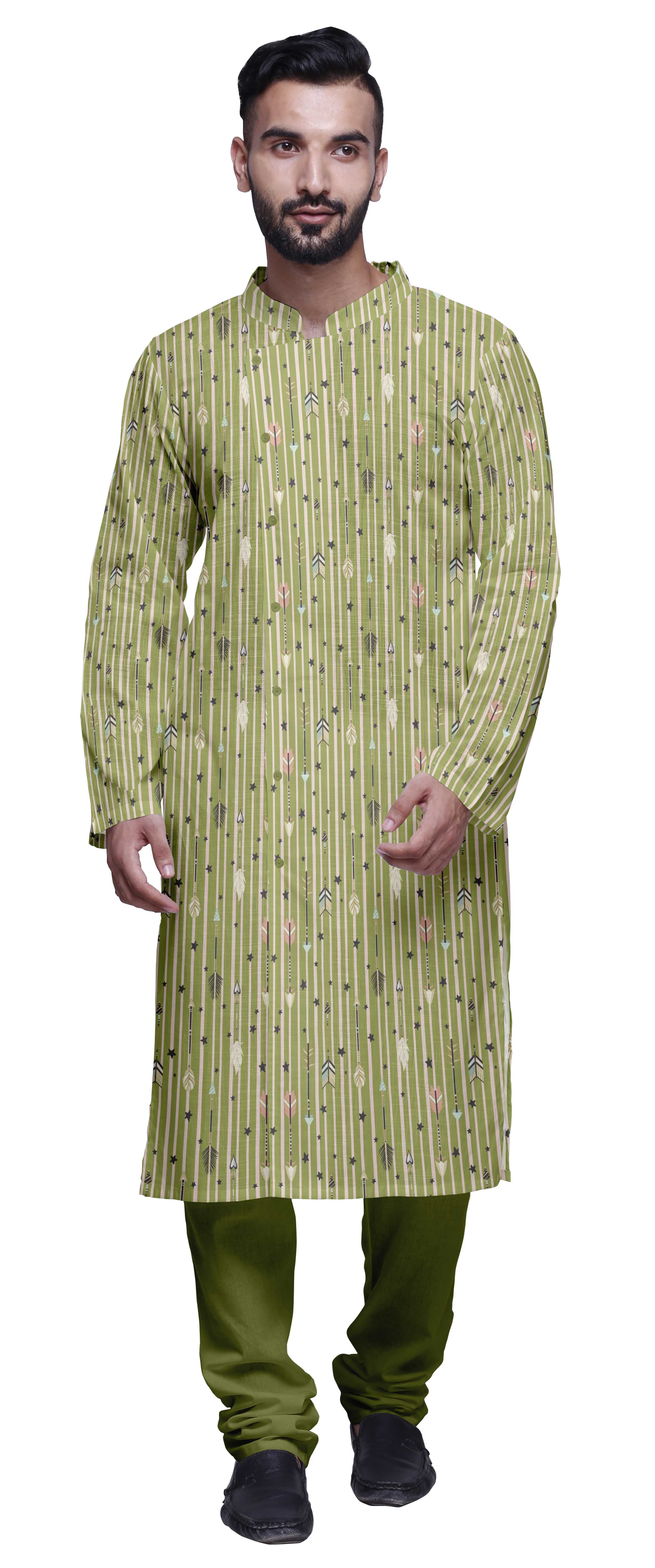 Atasi Kurta Pyjama de Fête pour Hommes Col Mandarin Manches Longues Kurta Pyjama Ethnique