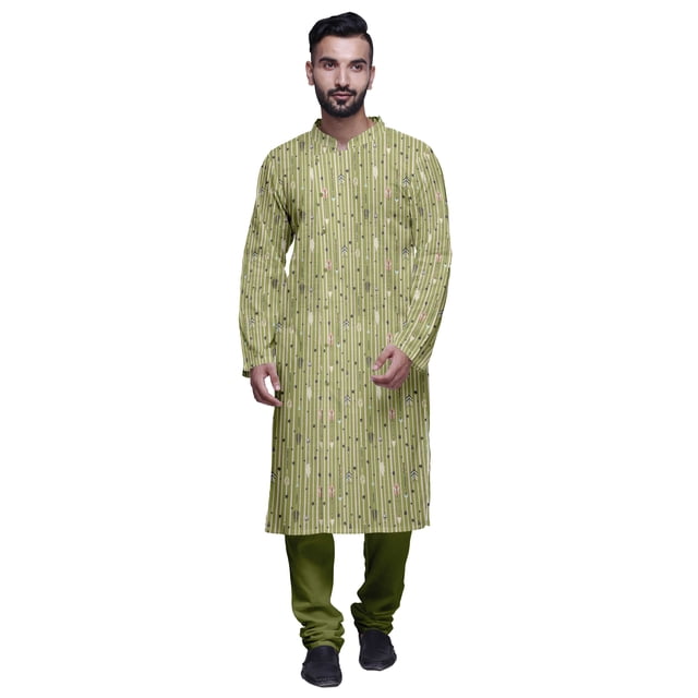 Atasi Kurta Pyjama de Fête pour Hommes Col Mandarin Manches Longues Kurta Pyjama Ethnique