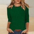 thumbnail image 1 of CHUANK Chemisiers pour les Femmes Tees Solides Chemises 3/4 Manches Col Rond Tops Été T-shirts Décontractés, 1 of 9