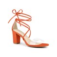 thumbnail image 1 of BLISSFUL STEP Sandales à Talon Bloc à Lacets pour Femme à Bride Transparente Orange (Taille 7,5), 1 of 8