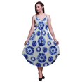 thumbnail image 1 of Bimba Tie-Dye Ladies Printed Resort Midi Drawstring Dress Spaghetti Strap Beach Wear-Small, 1 of 1