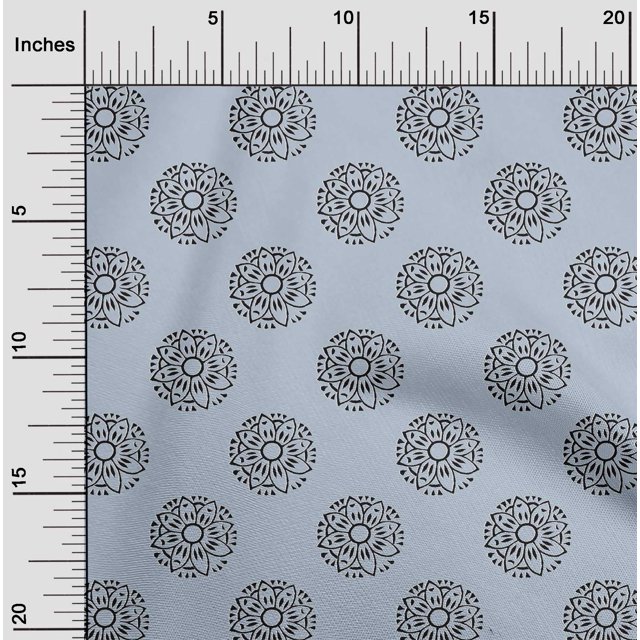 oneOone Cotton Flex Fabric Floral Block Print Fabric BTY 40 Inch Wide