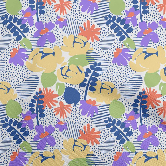 oneOone Rayon Medium Blue Fabric Abstract Craft Projects Decor Fabric Printed By The Yard 56 Inch Wide