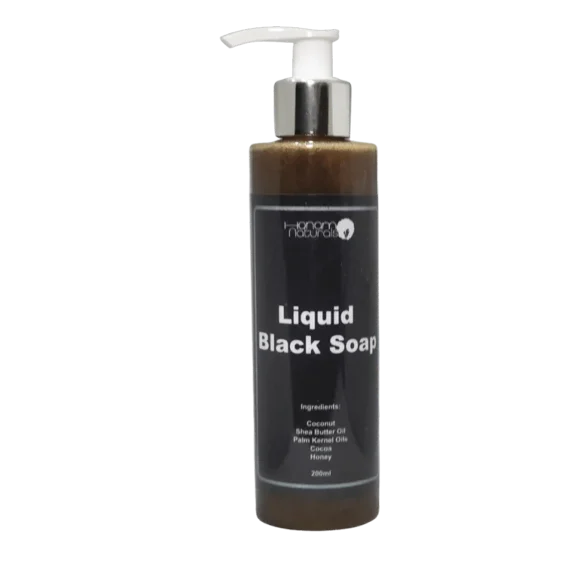 Honam Naturals Vegan Liquid Black Soap with Shea Butter, Coconut Oil & Honey, 200ml