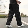 thumbnail image 2 of WRKEKC Casual Pants for Men Spring Fall Trendy Solid Color Drawstring Elastic Waist Long Pants for Daily Casual Gym Outings Dynamic Wear, 2 of 6
