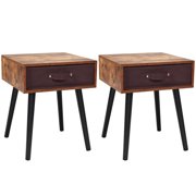 Giantex End Table, Accent Bedside Table W/ 1 Removable Fabric Drawer, ultipurpose for Living Room, Bedroom, Sofa Side Small Space Nightstand, Brown